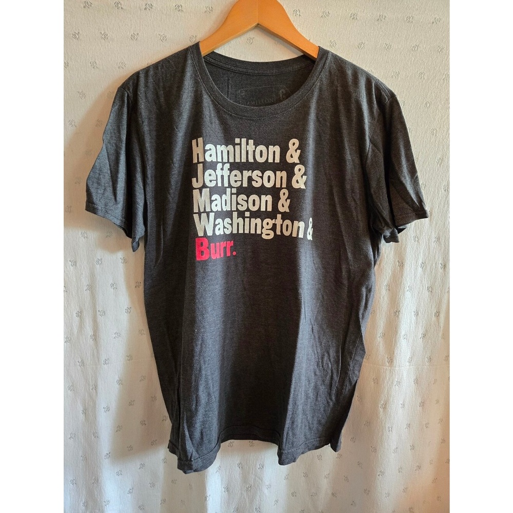 Hamilton & Jefferson & Madison & Washingto & Burr Graphic Tee - Dark Gray Size L